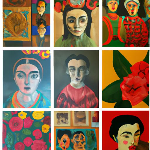 A collage of Frida Kahlo's paintings