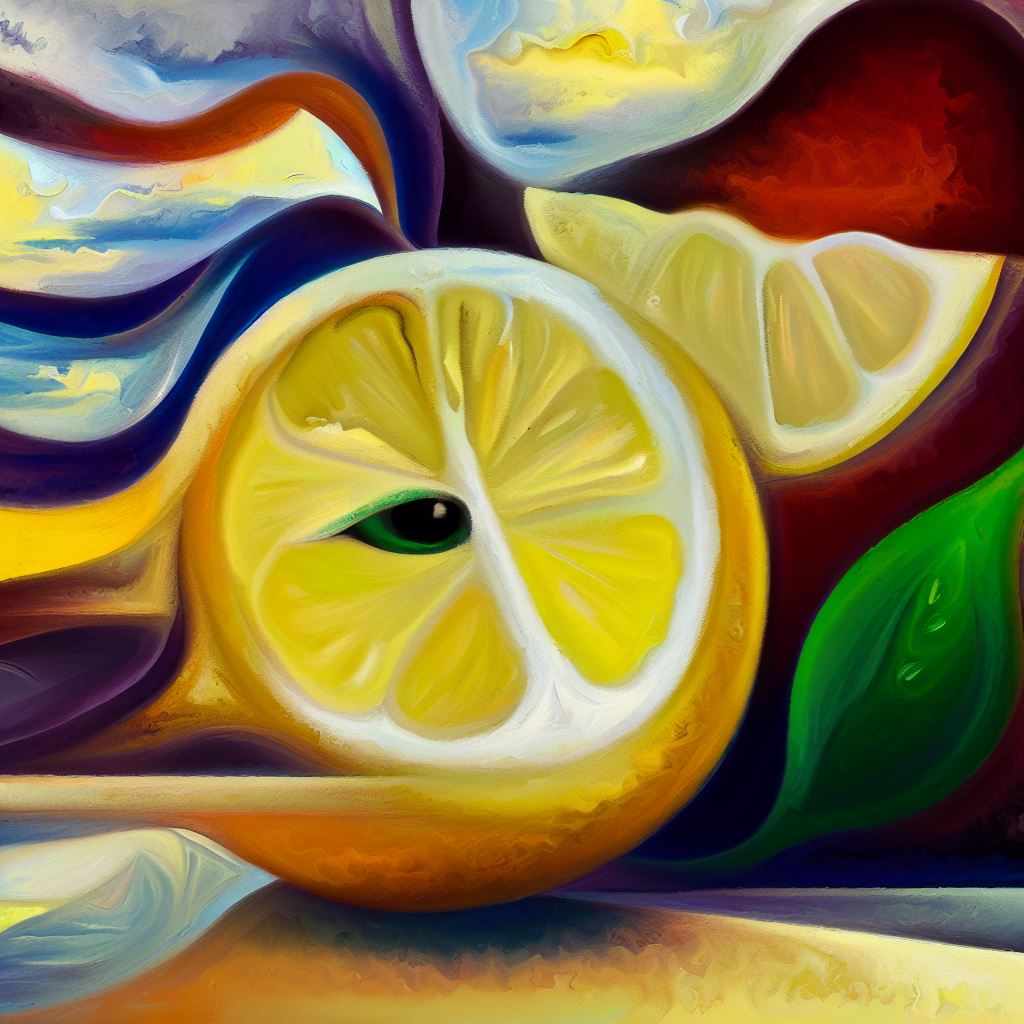 lemon, surrealist painting