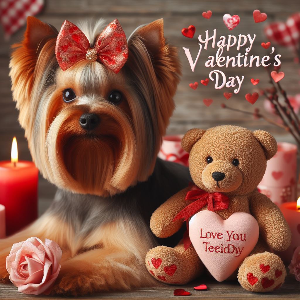 Happy valentine's day Yorkshire terrier