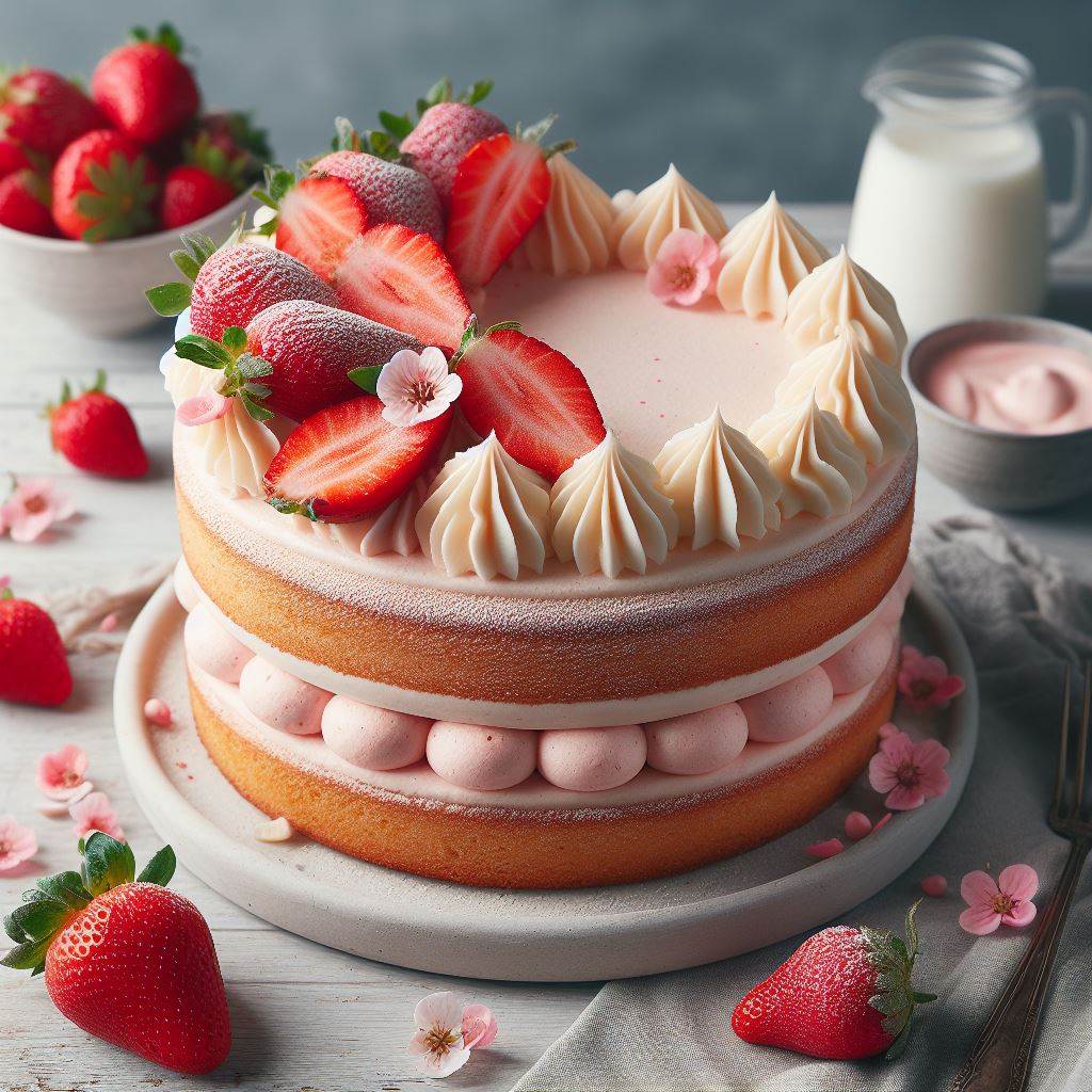 Vanilla Bean Cake with Strawberry Buttercream