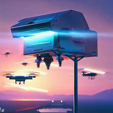 Depict a futuristic, high-tech mailbox that delivers mail via drones.