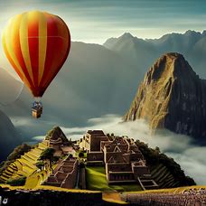 Embark on a world where Machu Picchu is used as a base for a hot air balloon adventure.