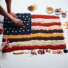 Creating an American flag made entirely out of food