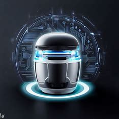 Create an image of a futuristic rice cooker, complete with advanced technology and sleek design.