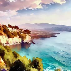 Illustrate a scene of the beautiful coastlines of Naples, Italy
