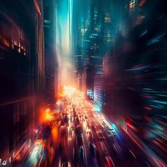 Create an image of the bustling city of Manhattan at night.