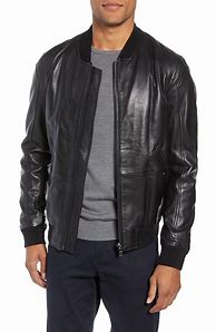 Image result for Black Leather Bomber Jacket for Men