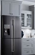 Image result for Grey Cabinets with Black Stainless Appliances