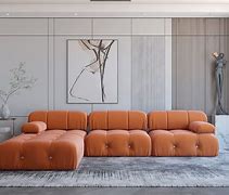 Image result for Modern 7-Seat Modular Sofa Round Sectional Sofa Beige Velvet Upholstered Modular Sofa With Ottoman & Pillows