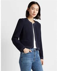 Image result for Navy Collarless Jacket