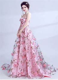 Image result for Floral Tulle Prom Dress