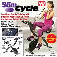 Image result for As Seen On TV Slim Cycle Stationary Bike By Bulbhead, Most Comfortable Exercise Machine, Thick, Extra-Wide Seat & Back Support Cushion, Recline Or