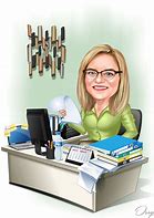 Image result for Cartoon Woman Diligently Working at Desk