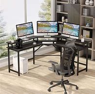 Image result for Homall Gaming Desk 44 Inch Computer Desk Gaming Table Z Shaped Pc Gaming Workstation Home Office Desk With Carbon Fiber Surface Cup Holder And