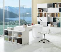Image result for White Gloss Home Office Desk with Drawers