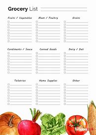 Image result for Free Grocery Shopping List