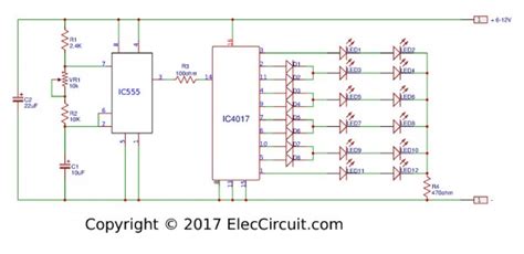 IC 4017/CD4017 Datasheet   Pinout   15 example circuits
