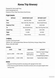 Image result for Detailed Itinerary Sample