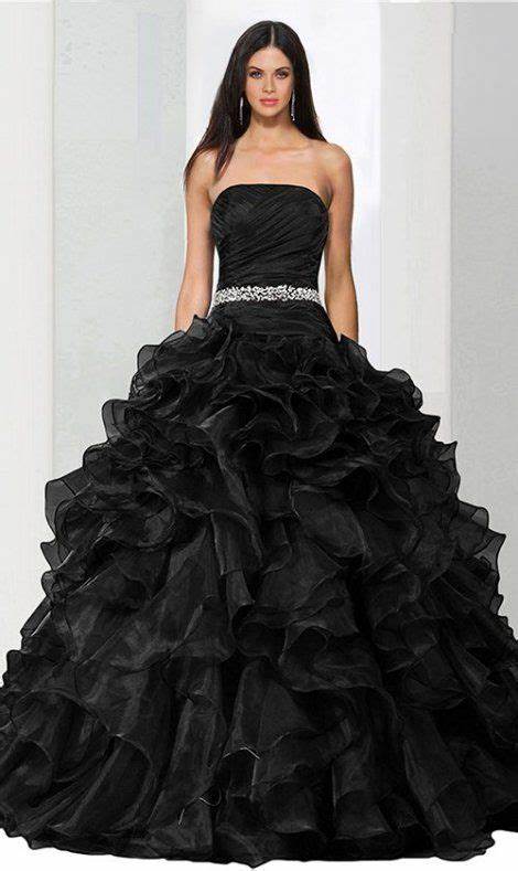 Layered Tulle and Organza Cinderella black wedding dresses