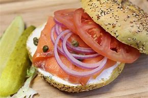 Image result for lox and bagel with shmear of
