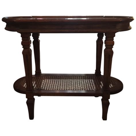 Sold   DREXEL HERITAGE End Tables With Caned Shelf, Pair   8712  