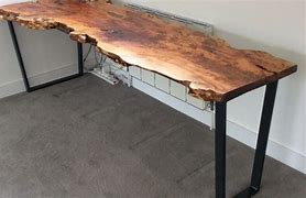 Image result for Natural Wood Desk Black Leather