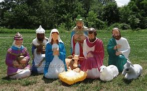 Image result for Lighted 6.5Ft Nativity Scene Inflatable - 81.9" H X 98.43" W X 46.85" D - Polyester/Plastic