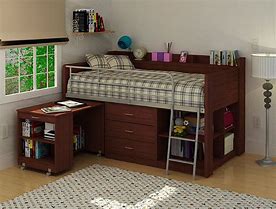 Image result for Wooden Loft Bed with Desk