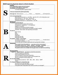 Image result for Simple Nursing Sbar Report Sheet with Timeline
