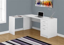 Image result for Distressed White L-shaped Desk with Drawers