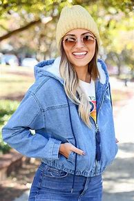 Image result for Denim Jacket with Sweater Sleeves