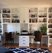 Image result for Home Office Double Desk with Bookcase Between