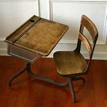 Image result for Old-Fashioned Metal School Desk