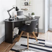 Image result for Black Corner Desk with a Shelf and Draws