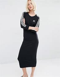 Image result for Three Stripe Adidas Originals Hoodie Black Maxi Dress