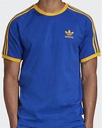 Image result for Yellow Adidas Shirt Red Stripes Men's