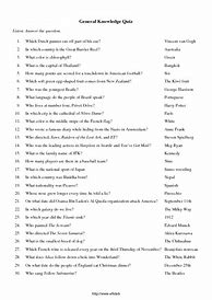 Image result for Free Printable General Knowledge Quizzes