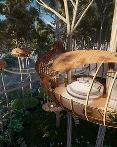 The nests cabins: Treehouse hotels desig|Visualization