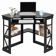 Image result for Corner Desk with Keyboard Tray and Computer Storage