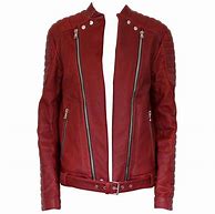 Image result for Red Balmain Leather Jacket