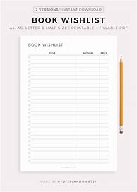 Image result for Book Wish List Printable