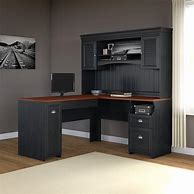 Image result for Wood L-shaped Computer Desk