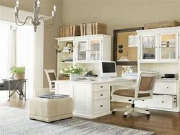 Image result for White Wood Two-Person Desk