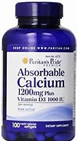Image result for Puritan's Pride Absorbable Calcium 1200 Mg Plus Vitamin D3 25 Mcg | 100 Rapid Release Softgels