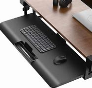 Image result for Glass Top Computer Desk with Keyboard Tray