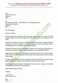 Image result for CFO Resignation Letter Sample