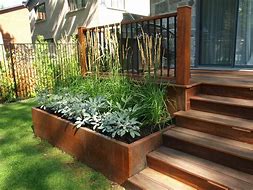 Image result for Deck with Patio Landing and Built in Planters