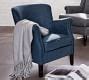 Image result for Soma Delancey Upholstered Wingback Armchair, Polyester Wrapped Cushions, Slubby Pinstripe Red