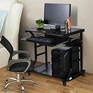 Image result for Metal Small Computer Desk On Wheels