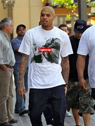 Image result for Chris Brown Wearing Supreme